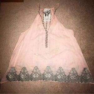 BUFFALO by David Bitton Pink Embroidered Halter Top M